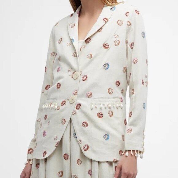 EDDY Amber Oversized Shell Beaded embroidered Blazer large - Picture 1 of 12